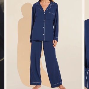 Eberjey navy blue long sleeve pant pajama set size small